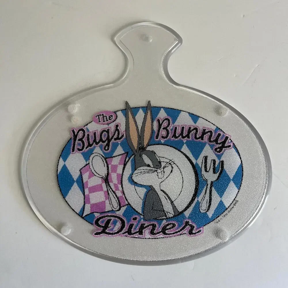 Vintage 1990s Warner Bros Bugs Bunny Diner Trivet/Cutting Board - Clear Plastic